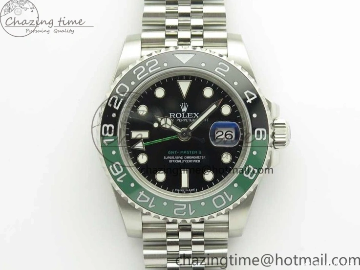Best AAA Replica Sites GMT-Master Bezel Ceramic Black BPF Bracelet on Green Jubilee 126710 3347 SS Dial A II UrbanChic Black BLRO SS 1225